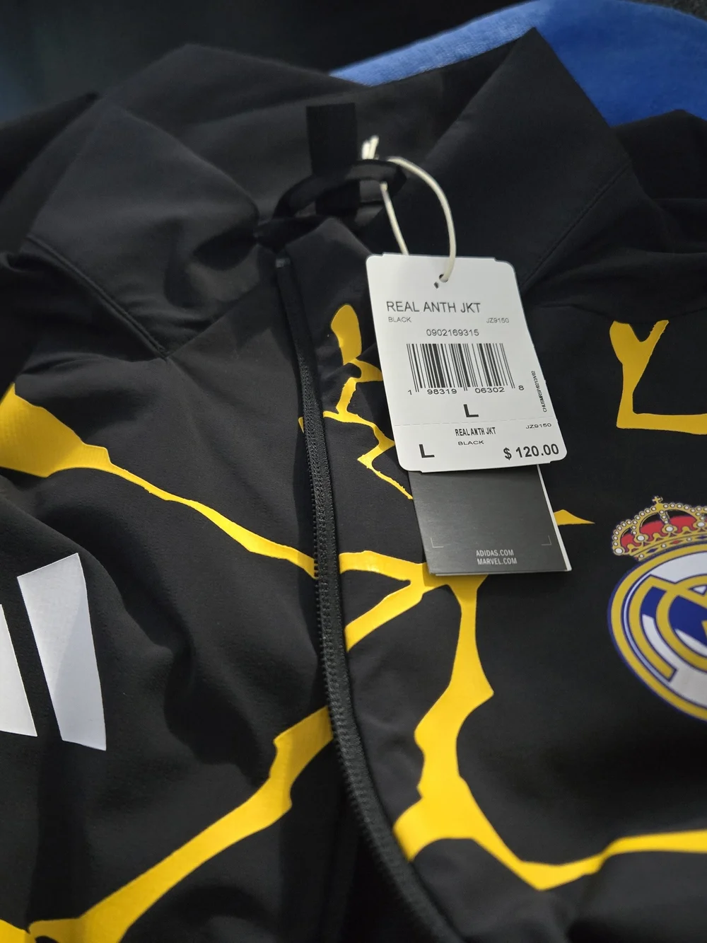 adidas Adult Real Madrid x Avengers Black Anthem Full-Zip Jacket